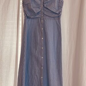 Zara Navy Striped Maxi Dress